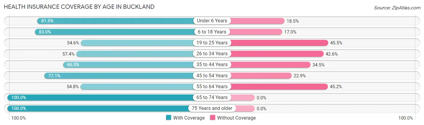 Health Insurance Coverage by Age in Buckland