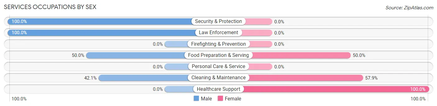 Services Occupations by Sex in Buckland