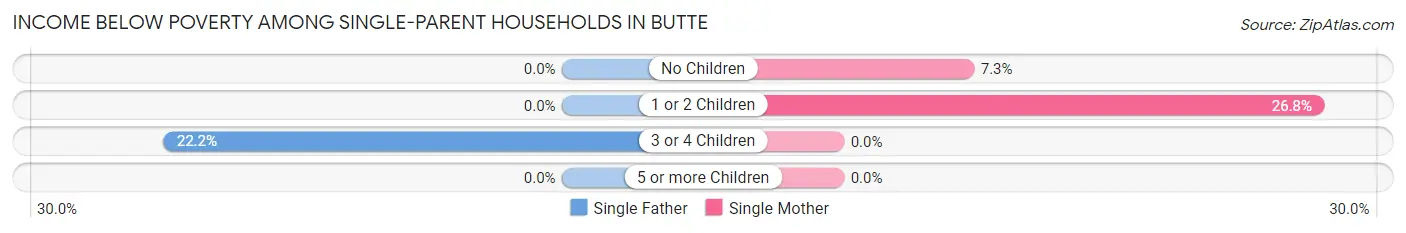 Income Below Poverty Among Single-Parent Households in Butte