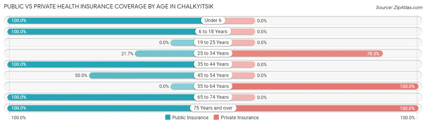 Public vs Private Health Insurance Coverage by Age in Chalkyitsik