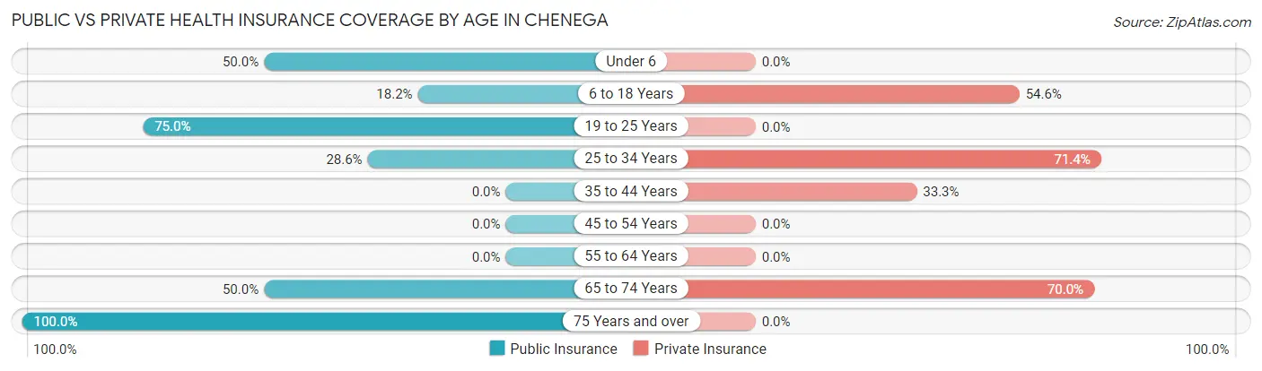 Public vs Private Health Insurance Coverage by Age in Chenega