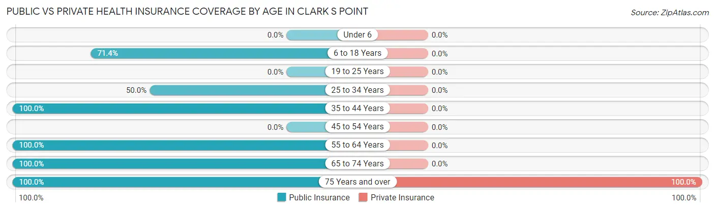 Public vs Private Health Insurance Coverage by Age in Clark s Point