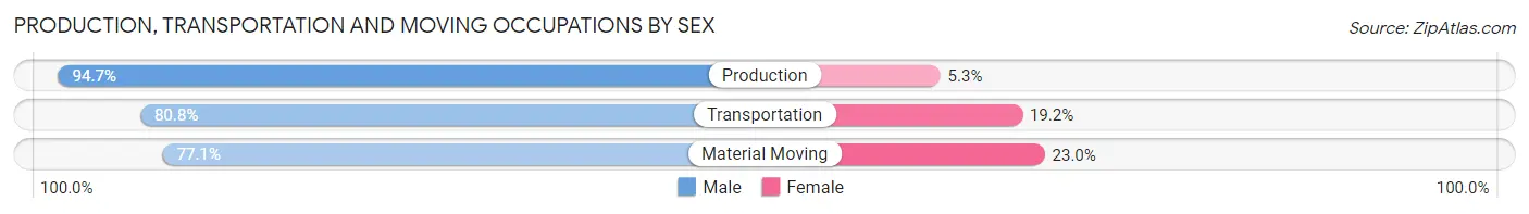 Production, Transportation and Moving Occupations by Sex in College
