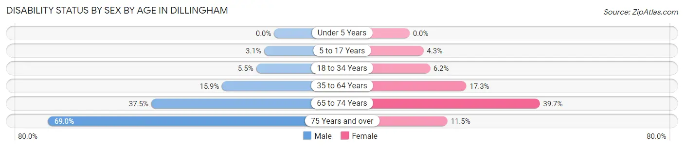 Disability Status by Sex by Age in Dillingham