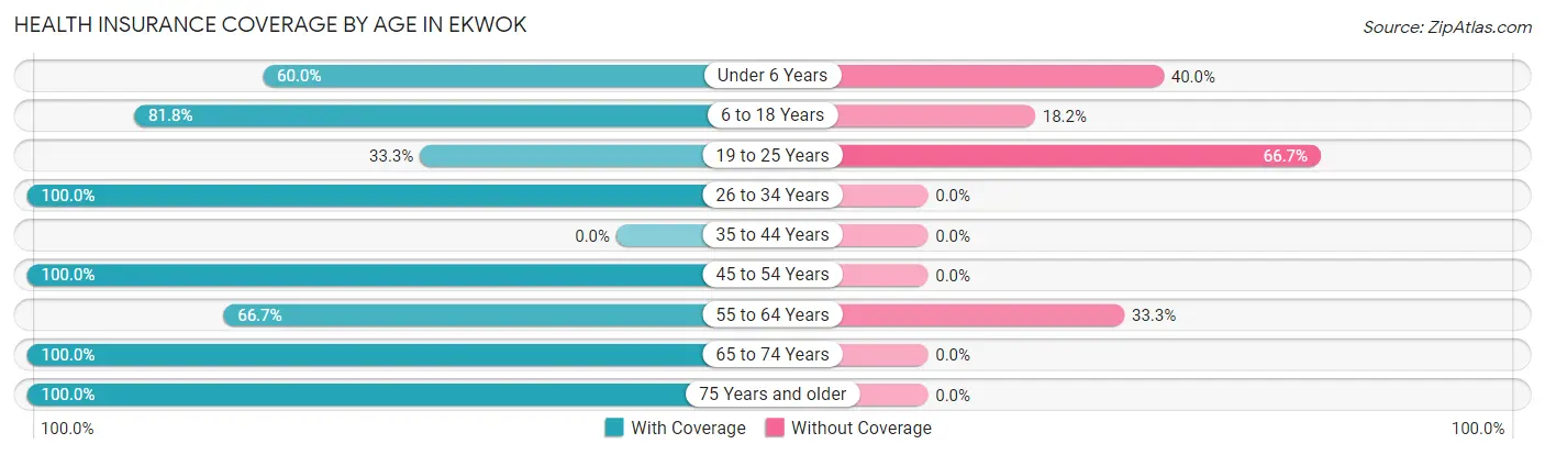 Health Insurance Coverage by Age in Ekwok