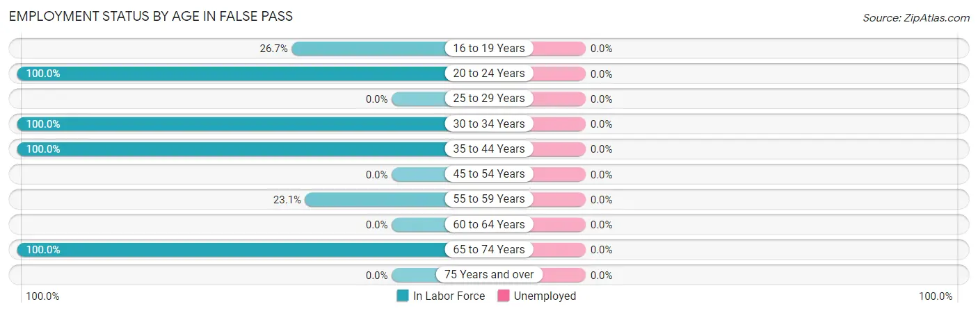 Employment Status by Age in False Pass