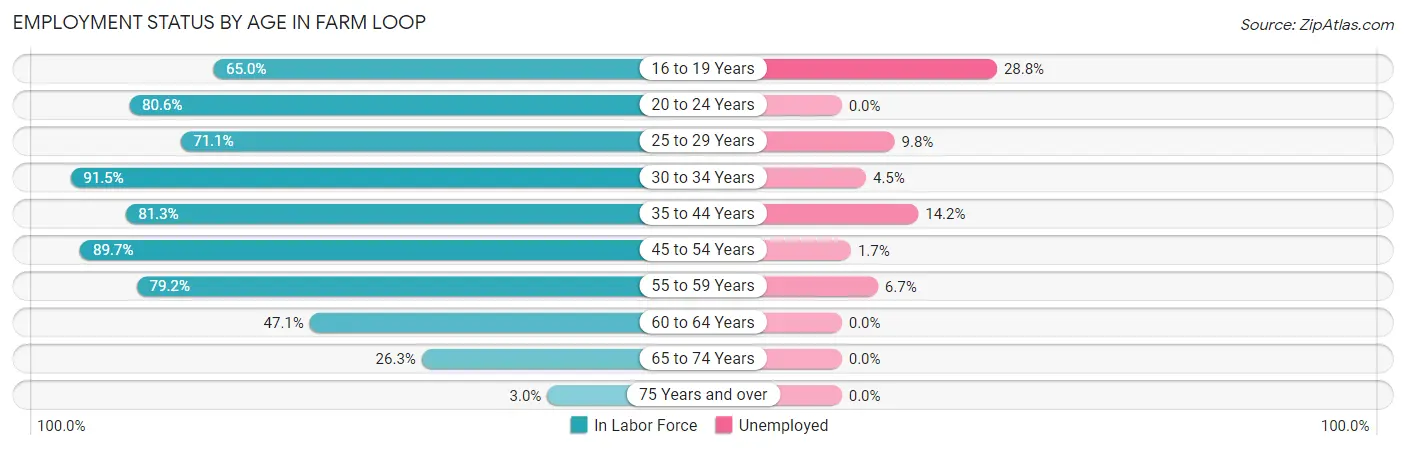 Employment Status by Age in Farm Loop