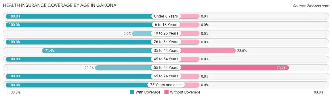 Health Insurance Coverage by Age in Gakona