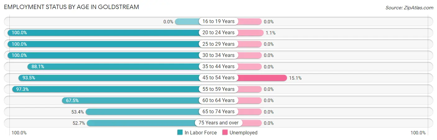 Employment Status by Age in Goldstream