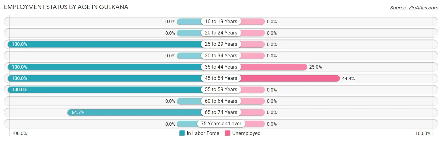 Employment Status by Age in Gulkana