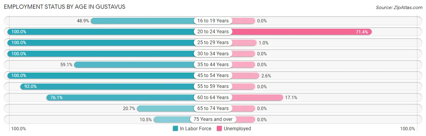 Employment Status by Age in Gustavus