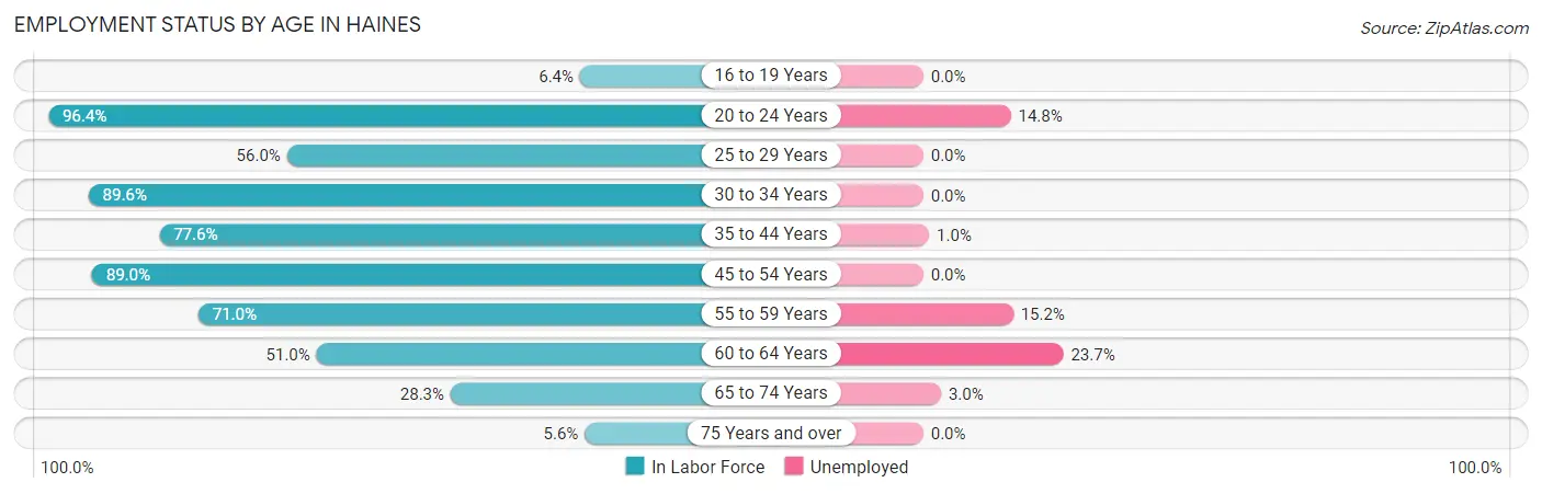 Employment Status by Age in Haines