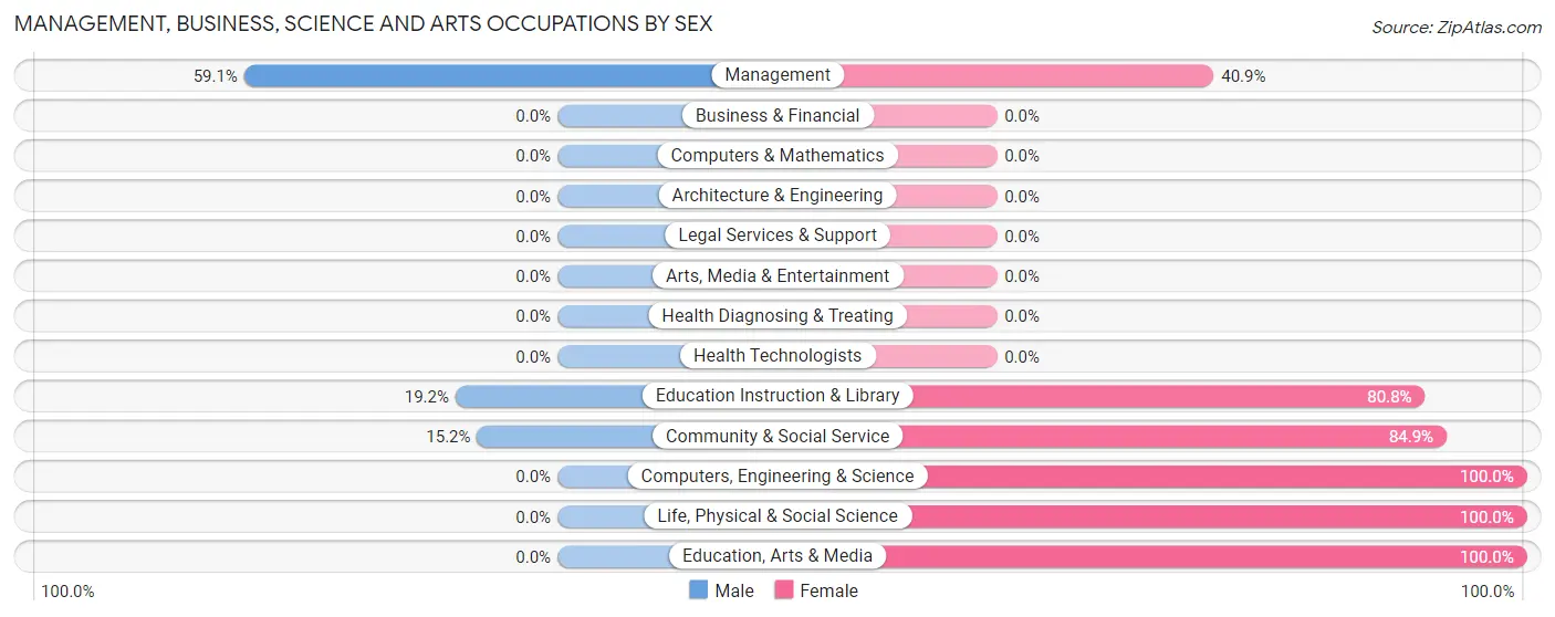 Management, Business, Science and Arts Occupations by Sex in Healy