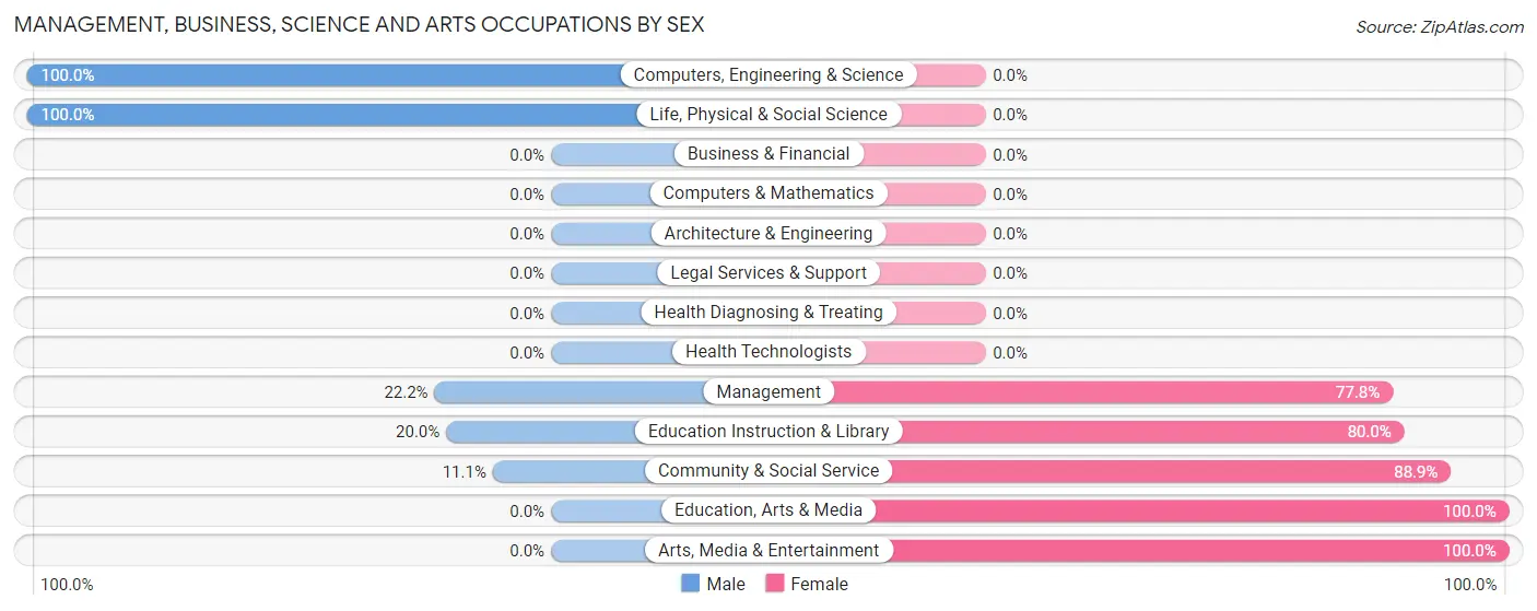 Management, Business, Science and Arts Occupations by Sex in Holy Cross
