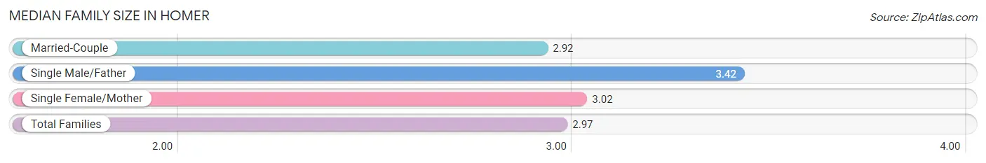 Median Family Size in Homer