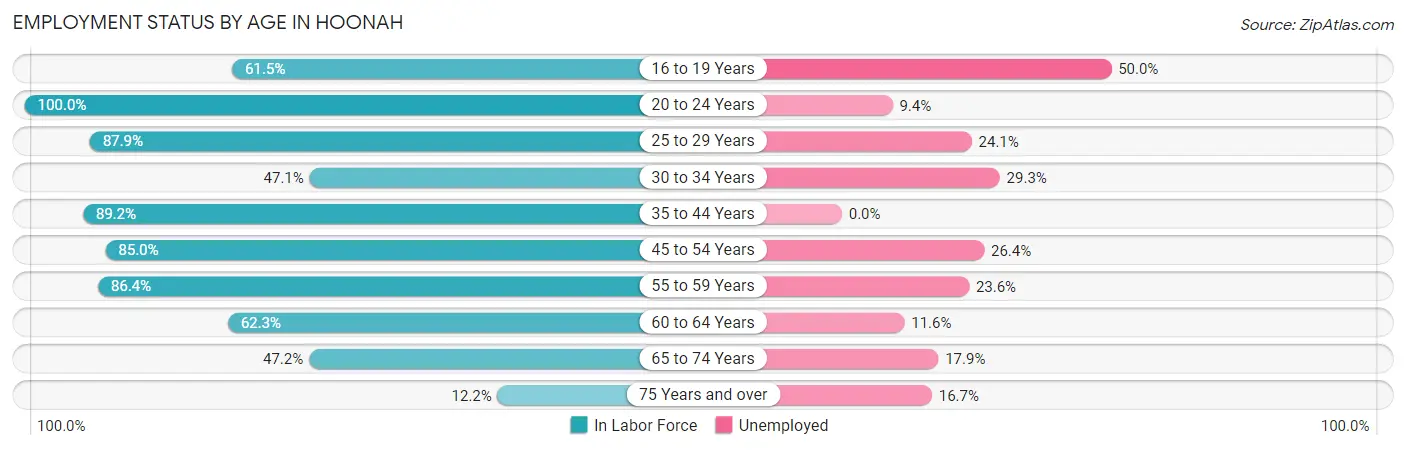 Employment Status by Age in Hoonah