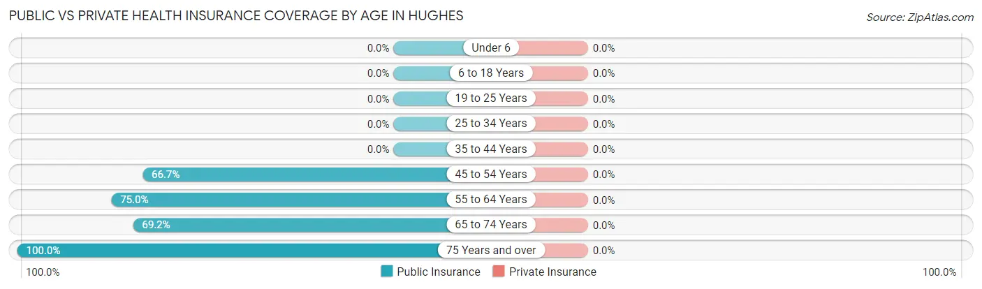 Public vs Private Health Insurance Coverage by Age in Hughes