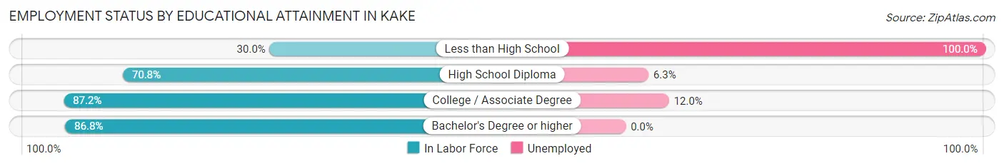 Employment Status by Educational Attainment in Kake