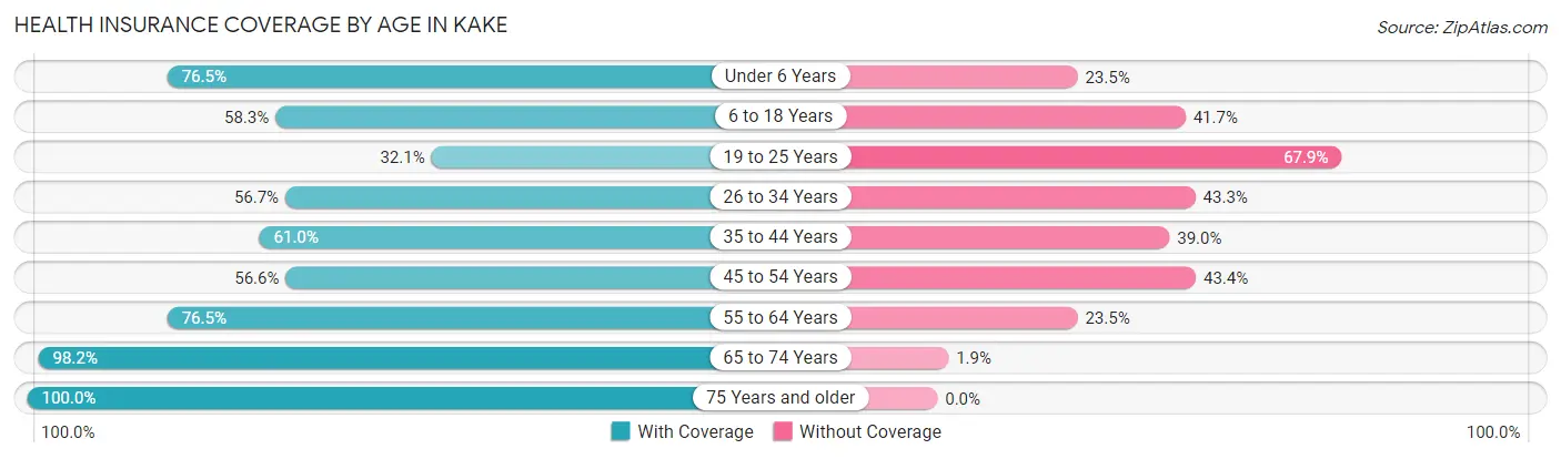 Health Insurance Coverage by Age in Kake