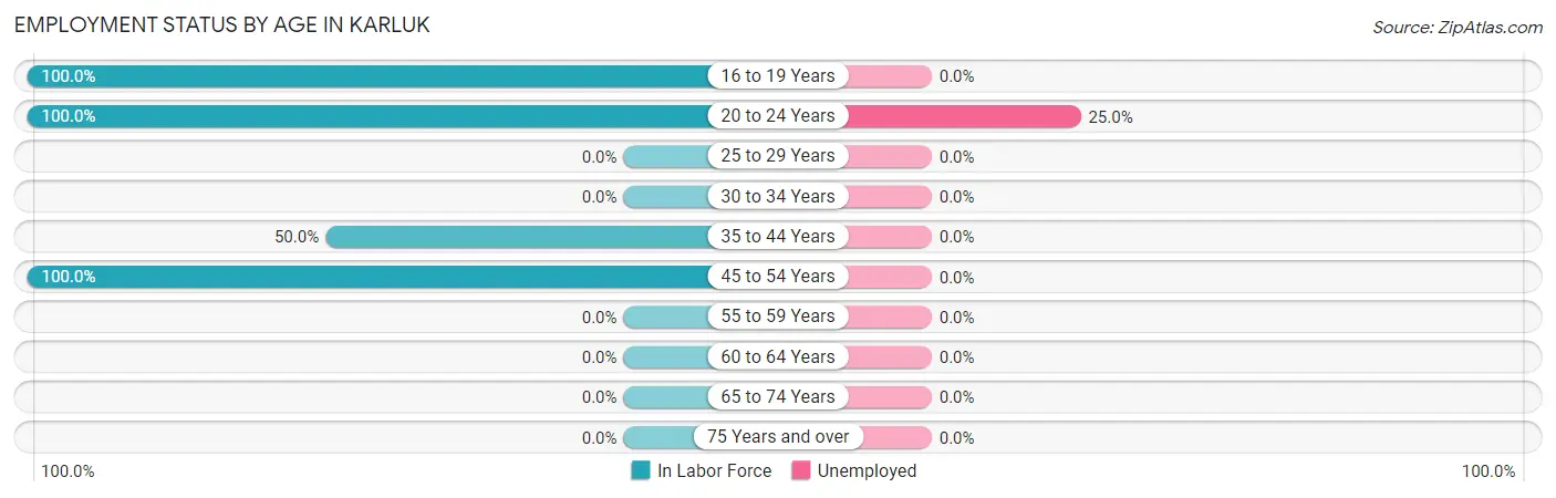 Employment Status by Age in Karluk