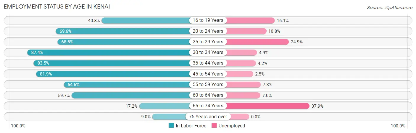 Employment Status by Age in Kenai