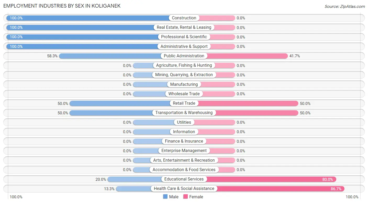 Employment Industries by Sex in Koliganek