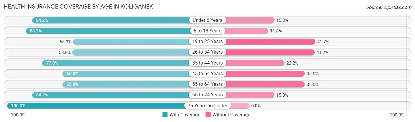 Health Insurance Coverage by Age in Koliganek