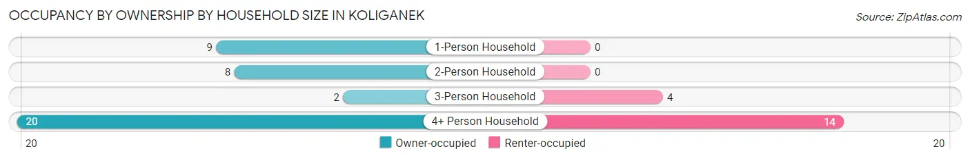 Occupancy by Ownership by Household Size in Koliganek