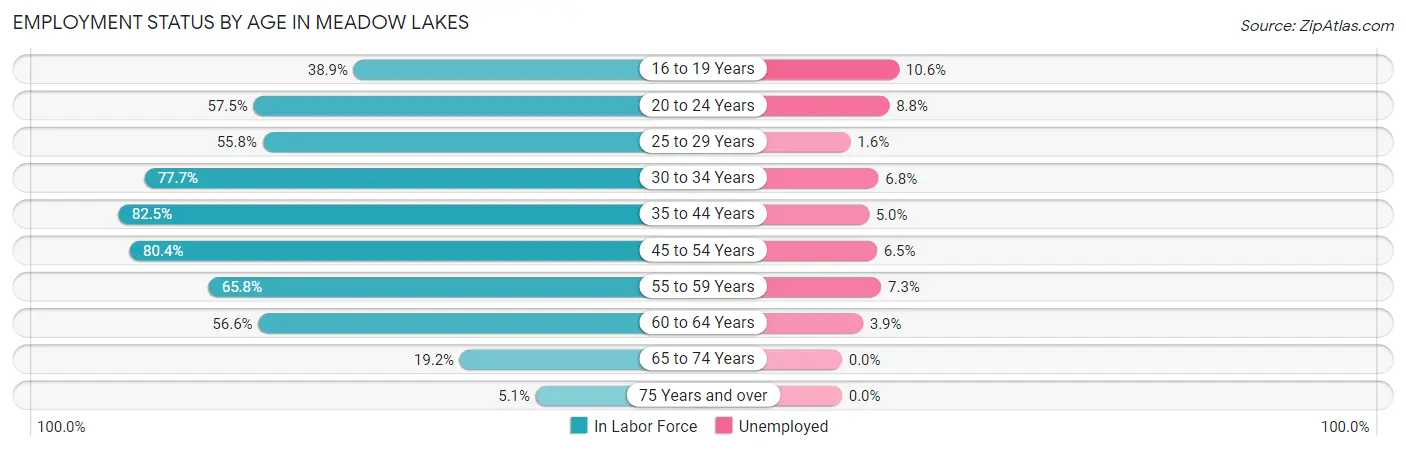 Employment Status by Age in Meadow Lakes