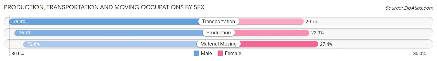 Production, Transportation and Moving Occupations by Sex in Meadow Lakes