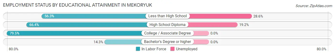 Employment Status by Educational Attainment in Mekoryuk