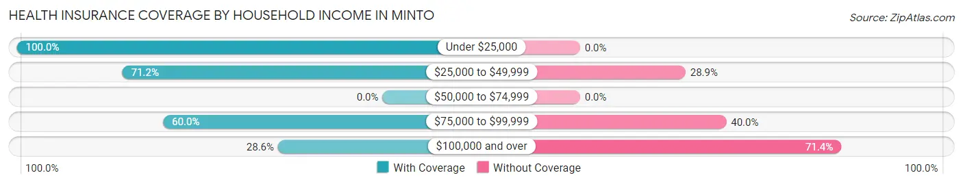 Health Insurance Coverage by Household Income in Minto