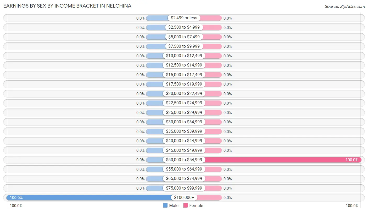 Earnings by Sex by Income Bracket in Nelchina