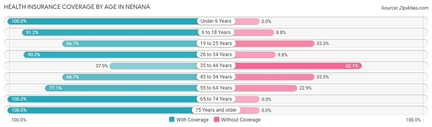 Health Insurance Coverage by Age in Nenana
