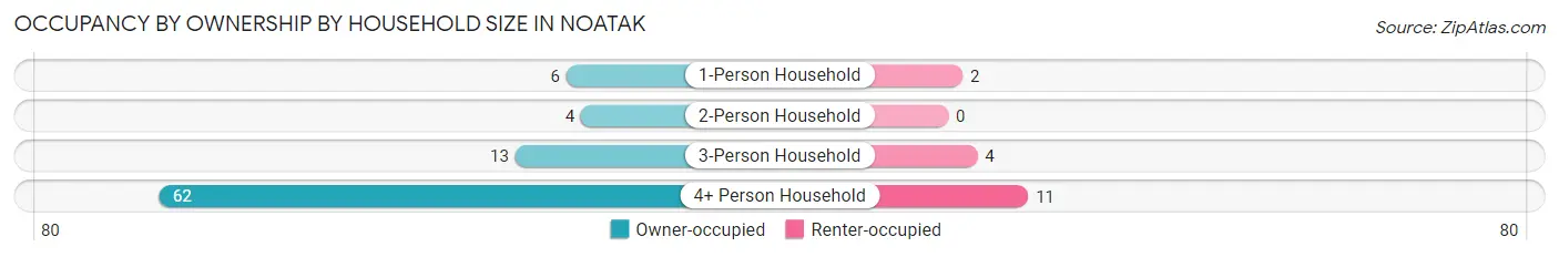 Occupancy by Ownership by Household Size in Noatak