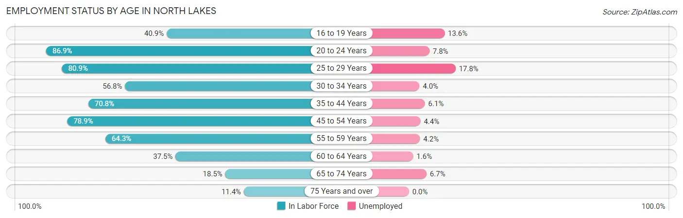 Employment Status by Age in North Lakes