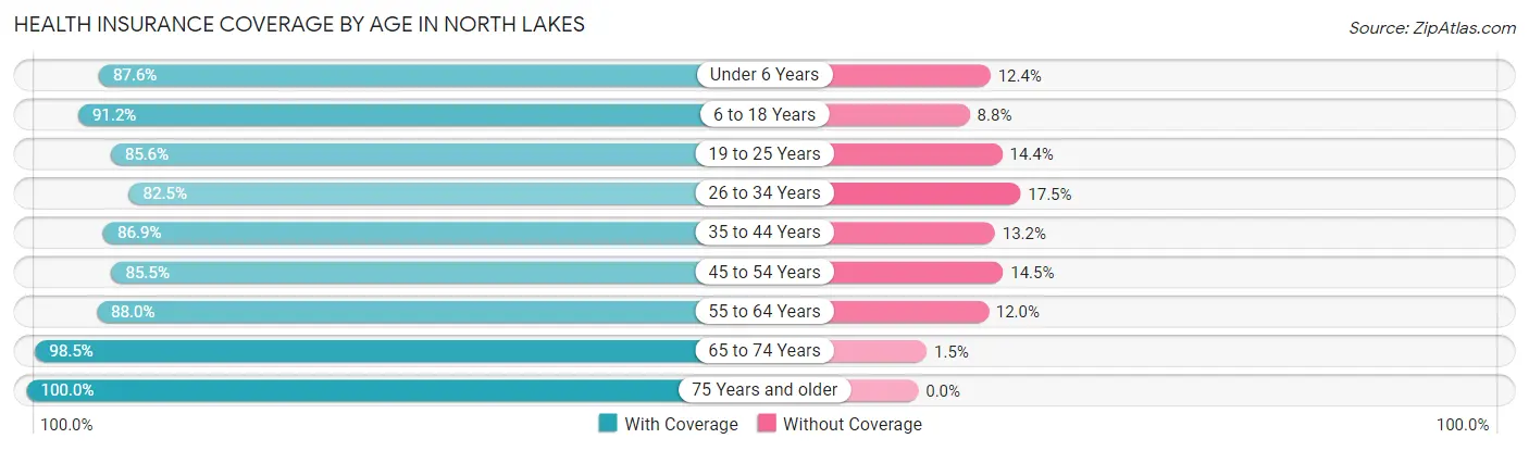 Health Insurance Coverage by Age in North Lakes