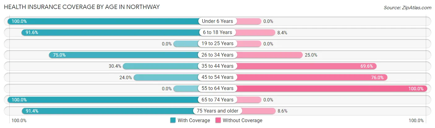 Health Insurance Coverage by Age in Northway