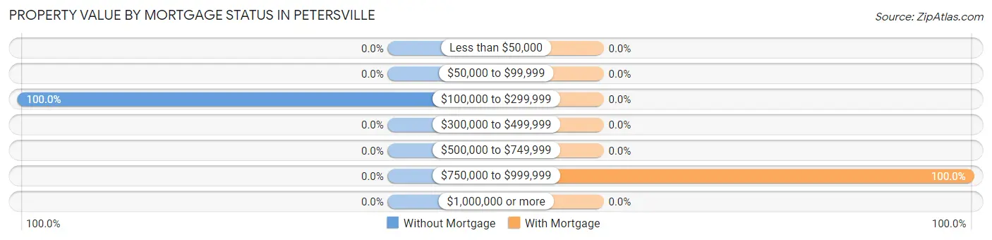 Property Value by Mortgage Status in Petersville