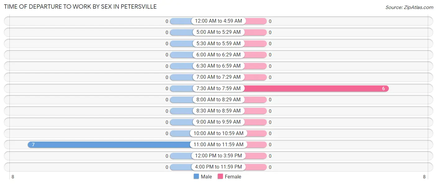Time of Departure to Work by Sex in Petersville