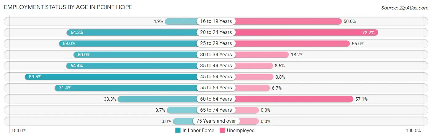 Employment Status by Age in Point Hope