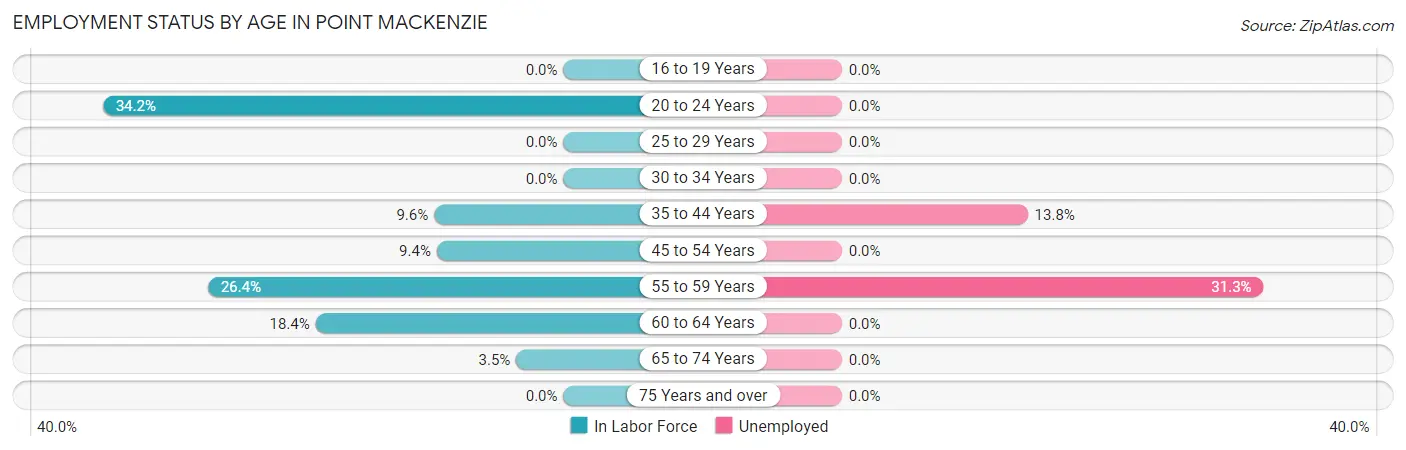 Employment Status by Age in Point MacKenzie