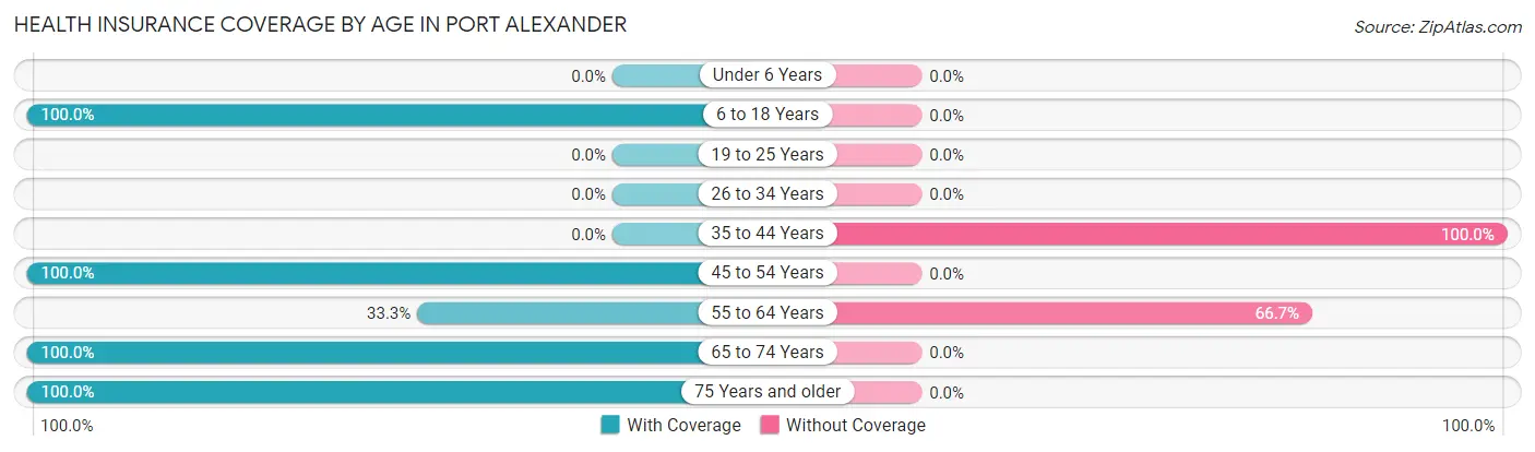 Health Insurance Coverage by Age in Port Alexander