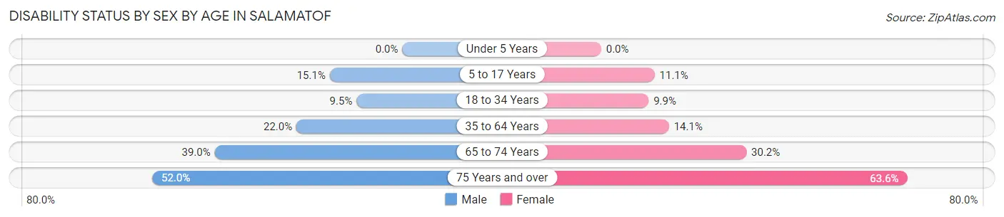 Disability Status by Sex by Age in Salamatof