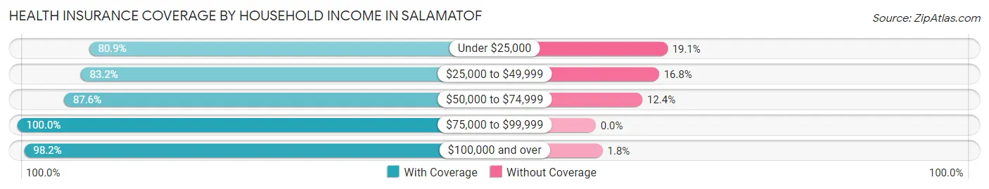 Health Insurance Coverage by Household Income in Salamatof