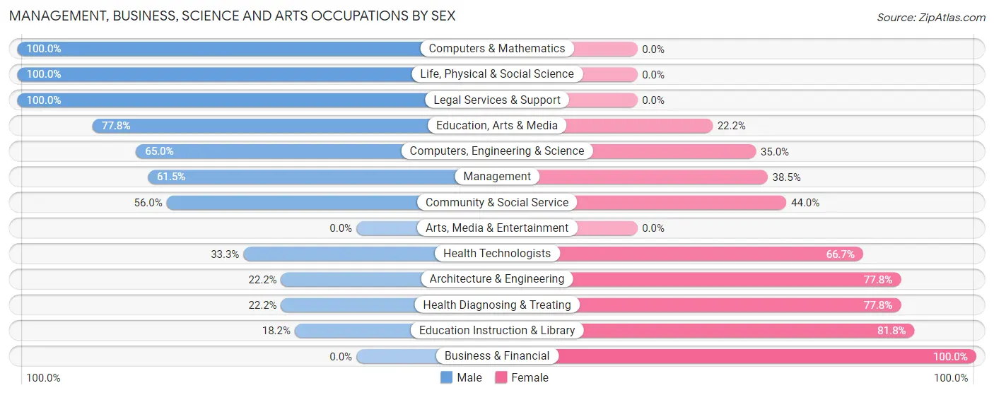 Management, Business, Science and Arts Occupations by Sex in Salamatof