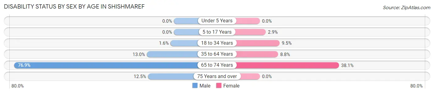 Disability Status by Sex by Age in Shishmaref