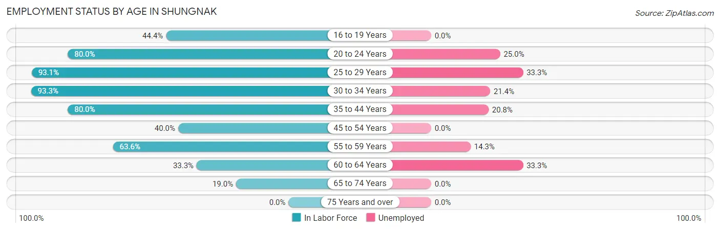 Employment Status by Age in Shungnak
