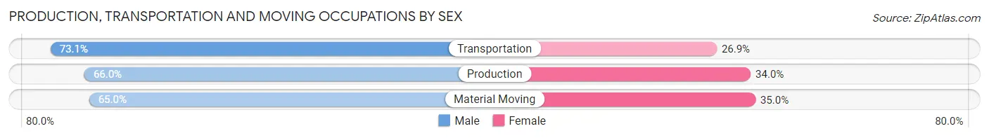 Production, Transportation and Moving Occupations by Sex in Skagway