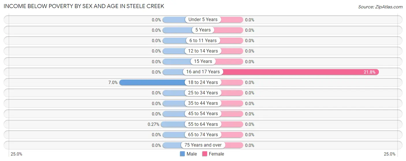 Income Below Poverty by Sex and Age in Steele Creek